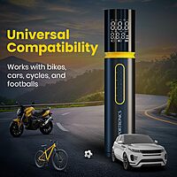 Portronics Vayu 5.0 – Quick and efficient tyre inflator, portable and rechargeable, perfect for on-the-go inflation. Compact design, easy to use, ideal for cars, bikes, and sports equipment.