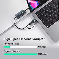 Portronics POR 2041 MPort X1 USB-A & USB-C to Gigabit Ethernet Adapter – Black