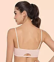 ENAMOR Moulded Double Layer Front Women's Cotton Cami Bra - Detachable Slim Straps with Back Keyhole, Non Padded, Wirefree, High Coverage A022