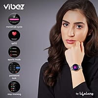 Vibez by Lifelong Ruby 1.04" AMOLED Smartwatch for Women with Metal Strap, Bluetooth Calling, 60 Hz, Voice Assistance silver