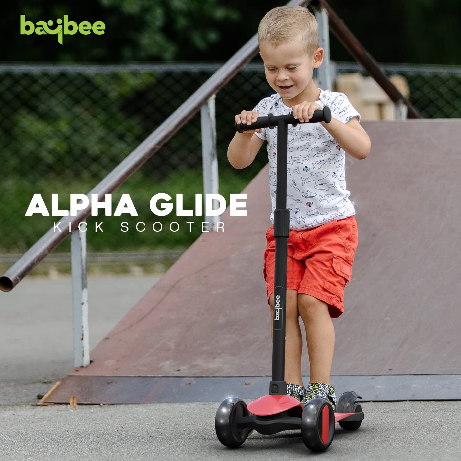 Baybee Alpha Glide Kick Scooter for Kids- Red Baybee Alpha Glide Kick Scooter for Kids- Red