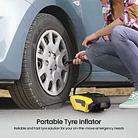 Portronics VAYU Lite Tyre Inflator – Portable | Car Charger Socket | Black-Yellow