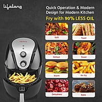 Lifelong Fryo Air Fryer 1400W with 4.5L Large Cooking Pan Capacity, Timer Selection and Fully Adjustable Temperature Control
