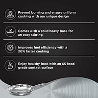 Preethi Metallica Collection Triply Stainless Steel Frypan with Glass Lid, 26 cm, Gas & Induction