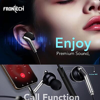 Frontech EF-0081BLK earphones offer clear sound, deep bass, and a comfortable fit—perfect for music, calls, and everyday use.