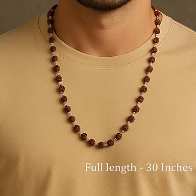 925 Sterling Silver Rudraksha Mala Panch Mukhi 5 Mukhi Five Face 54 Beads