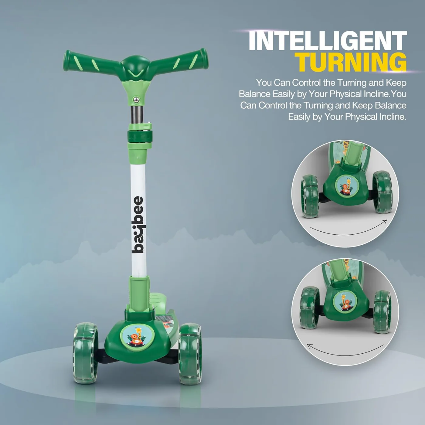 Baybee Kitty Kick Scooter for Kids, Foldable Kids Scooter- Green Baybee Kitty Kick Scooter for Kids, Foldable Kids Scooter- Green