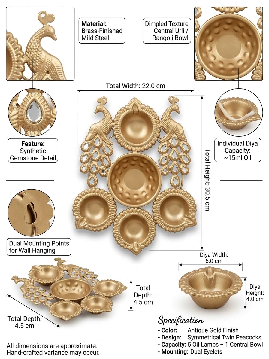 Metal Urli - Peacock - 4 Cavity