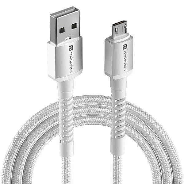 Portronics Konnect X USB-A to Micro USB Cable 3A Fast Charging Data Sync 1M White
