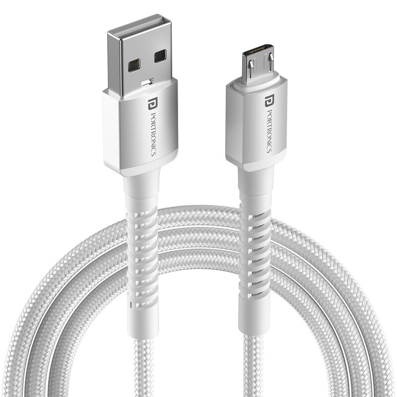 Portronics Konnect X USB-A to Micro USB Cable 3A Fast Charging Data Sync 1M White