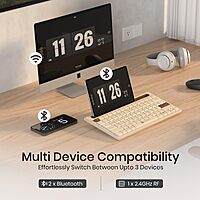 Portronics Bubble Dock 2.0 Bluetooth + Wireless Keyboard – Multimedia Keys | Beige | 1 Year Warranty