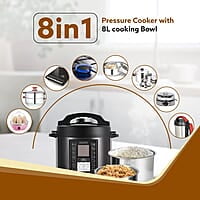 AGARO Imperial Electric Pressure Cooker, 8 Litres Inner Pot, 14 Pre-Set multi Cooking Functions