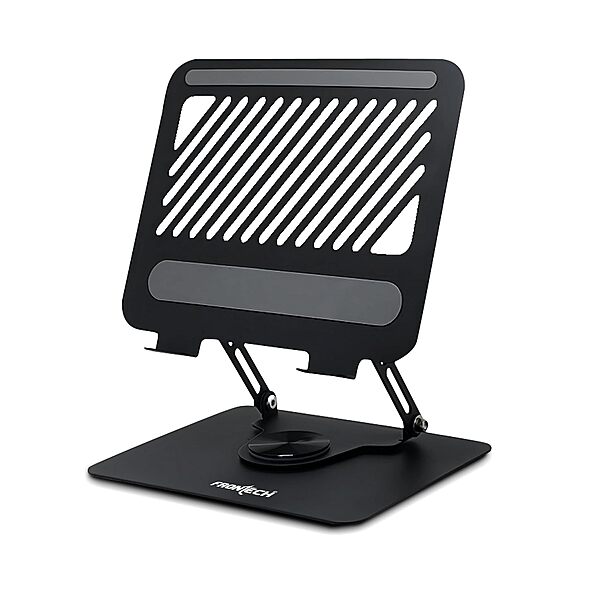 Frontech CP-0009 laptop stand offers ergonomic comfort, foldable design, and sturdy build for better posture and cooling.
