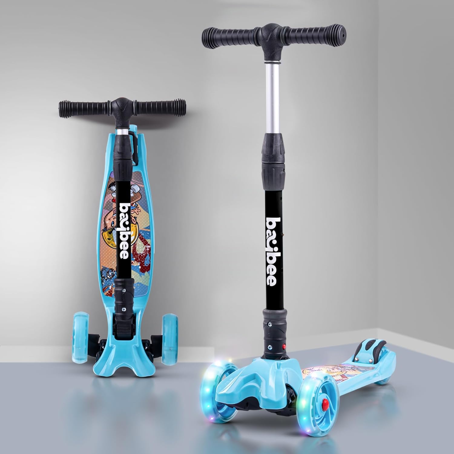 Baybee Flash Scooter for Kids with Foldable & Height Adjustable Handle- Blue Baybee Flash Scooter for Kids with Foldable & Height Adjustable Handle- Blue