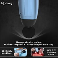 Lifelong Gun Massager Percussion for Full Body Pain Relief 6 Heads LED Touch 30 Speed Levels Premium Bag
