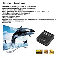 HDMI Switch 2 in 1 Out 4K 60hz HDMI Switcher 2 Port Bi-Directional Splitter