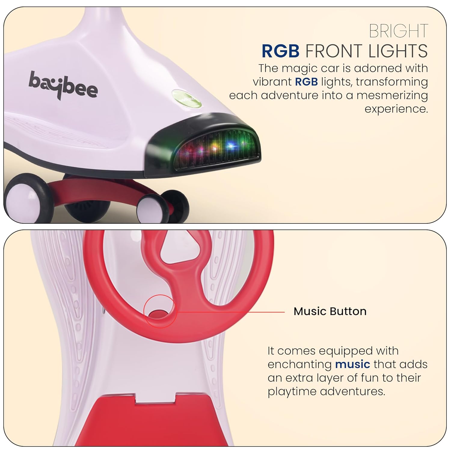 Baybee Primo Kids Magic Swing Cars for Kids- Pink