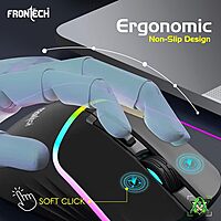 Frontech MS-0104 Wired Optical Mouse – 1000 DPI | Ergonomic Grip | Smooth Tracking | USB Plug & Play | PC & Laptop Mouse