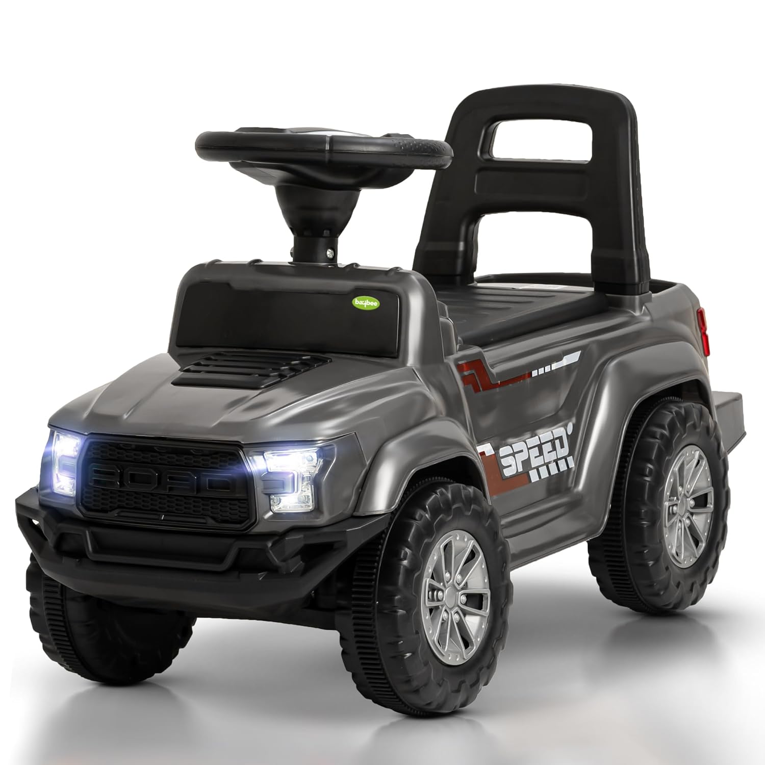 Baybee Push Ride on Baby Jeep for Kids Toys with LED Light & Storage Bin-Grey