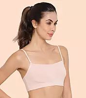 ENAMOR Moulded Double Layer Front Women's Cotton Cami Bra - Detachable Slim Straps with Back Keyhole, Non Padded, Wirefree, High Coverage A022