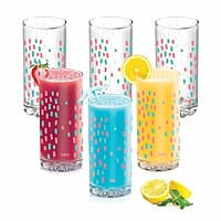 Treo by Milton D Ziner Torrent Glass Set of 6, 316 ml, Rainbow Sprinkles