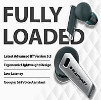 Blaupunkt Newly Launched Btw300 Bass Buds Truly Wireless Bluetooth in Ear Earbuds I Bass Demon Tech I Enc Crispr Tech I 40Hrs Playtime I Turbovolt Charging I Bt Version 5.3 I 80Ms Low Latency