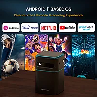 Portronics Pico 12 Smart Projector – 4K Support, Android 11, Compact Design | Stunning Visuals & Vibrant Colors | Perfect for Home Entertainment & Movies