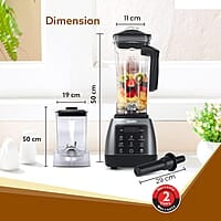 AGARO Royal Professional Blender/Grinder/Mixer, 2000W, 5 Preset Function 9 Speed Settings, Pulse & Timer, 2L & 600ml Small Grinding Jar