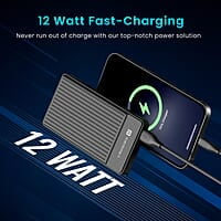 Portronics Luxcell B12 10,000mAh Ultra Slim Power Bank 12W Output USB-A Output Port & Type C Input Port