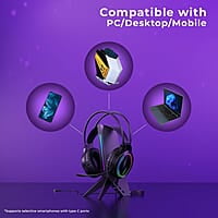 ZEBRONICS New Launch Blitz C Dolby Atmos Gaming Over Ear Headphone, 50Mm Neodymium Drivers, Padded Headband, Lightweight & Comfortable, RGB Lights, Flexible Mic, Type-C Connector,