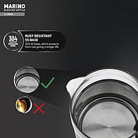 Havells MARINO Low Noise Glass Electric Kettle 1L 1200W Borosilicate Glass inner & Cool Touch Outer Body