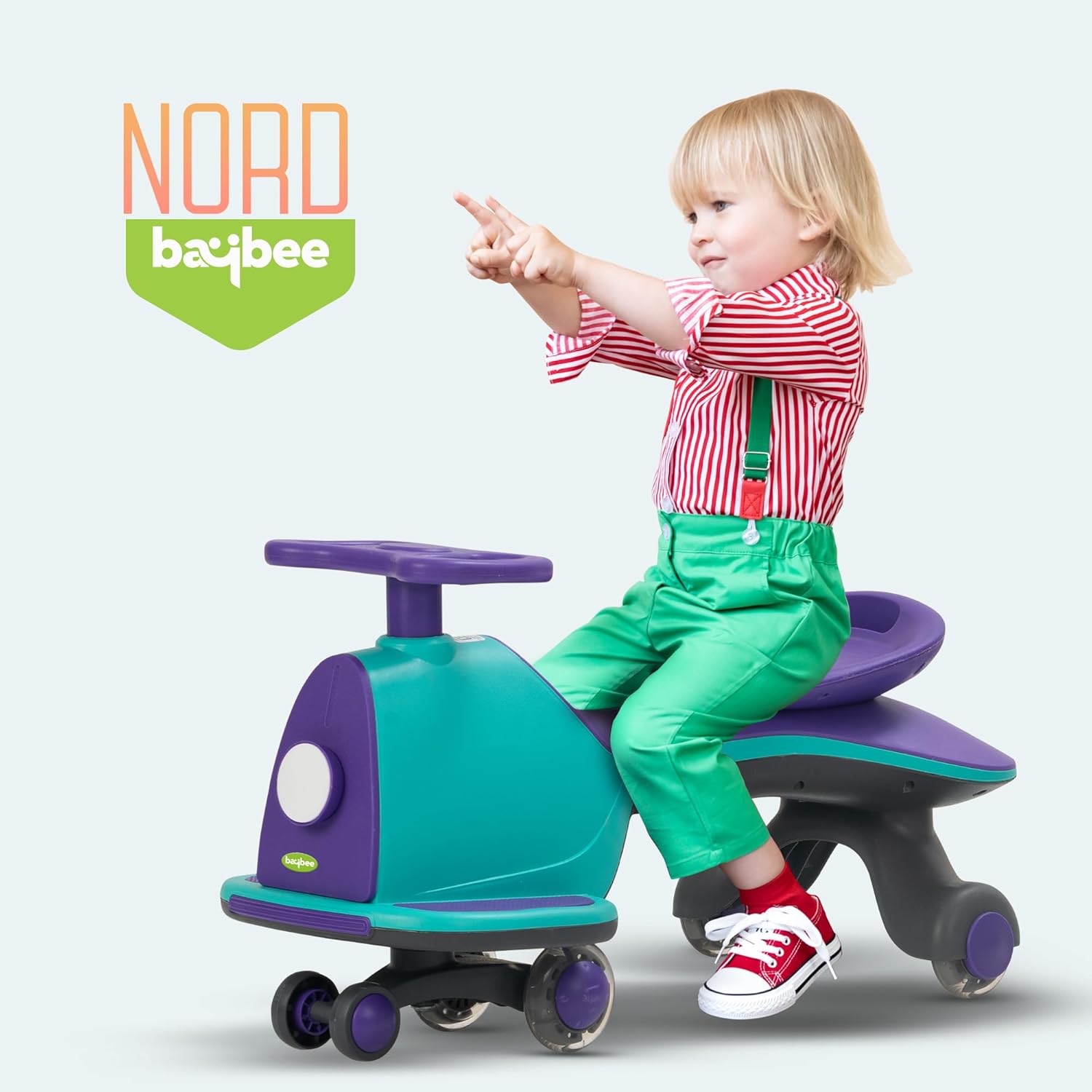 Baybee Nord Kids Magic Swing Car for Kids- Green/Violet Baybee Nord Kids Magic Swing Car for Kids- Green/Violet