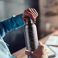 MILTON Copper Swasth Water Bottle, 940 ml, Black Lotus Lacquer Coating, Curved bottle