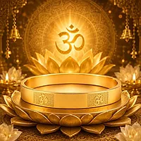 Om Engraved Gold Plated Kada Bracelet for Men & Women | Spiritual Designer Bangle