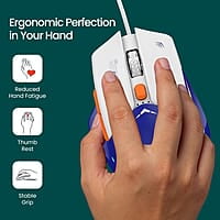 Portronics Vader Wired Gaming Mouse with 6 Buttons, Thumb Support, Adjustable DPI (6400 Max), RGB Light Effects, Ergonomic Design, 1.5 m Long USB Cable for Laptop & PC