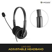 Lapcare LWS‑003 Wired Stereo Headset with Mic | On‑Ear Over‑Head Design, Soft Cushions, Deep Bass, Adjustable Mic & 1.8 m Cable – Compatible with PC, Mobile & Gaming