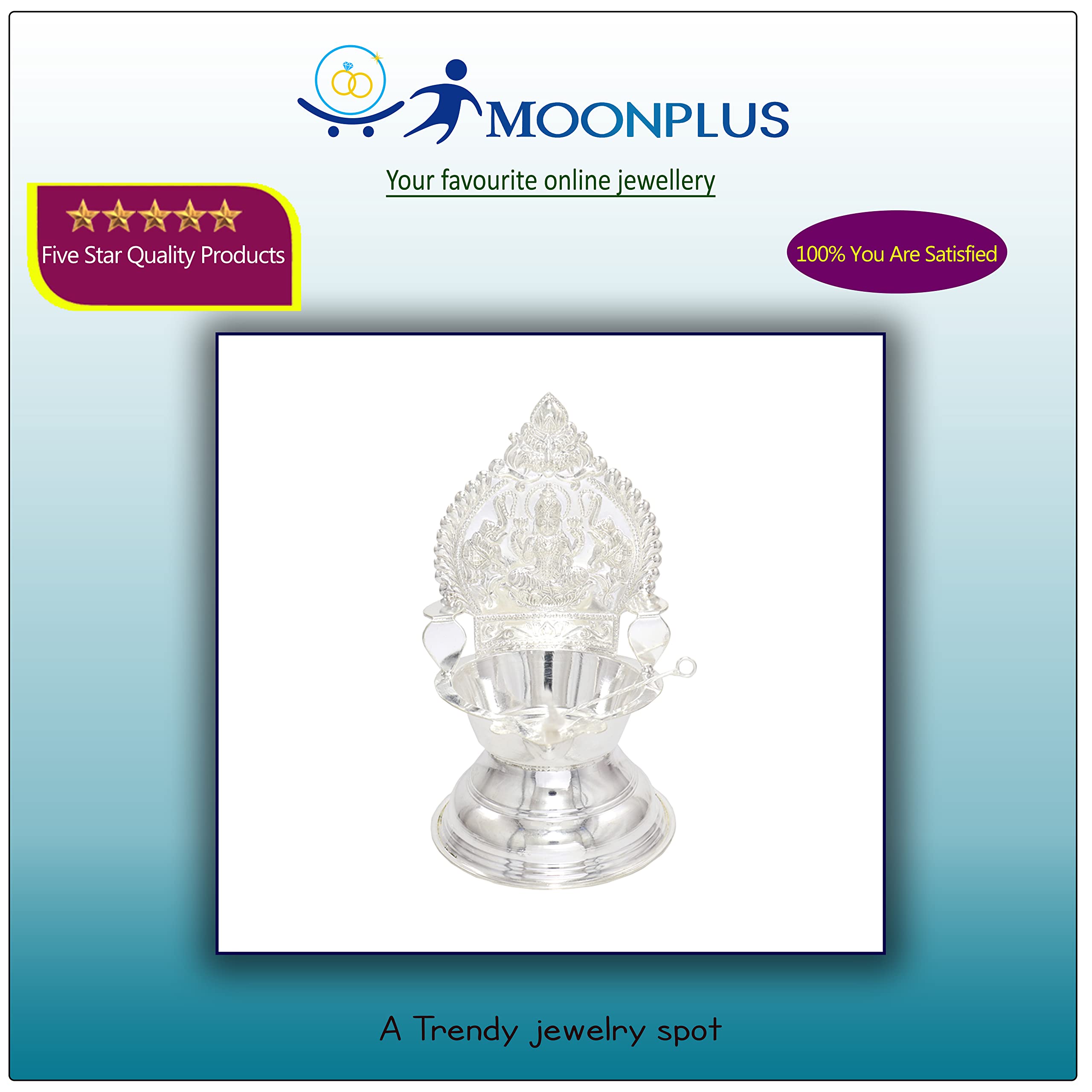 Silver Kamakshi, Traditional Diya, with Trigger Stick