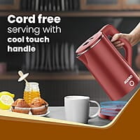 AGARO Elegant Electric Kettle, 1.8L, Double Layered Kettle, Stainless Steel Inner Body Red