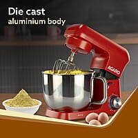 AGARO Supreme Stand Mixer 1500W with 6.2L SS Bowl, 6 Speed Setting, Pulse Function, Die Cast Aluminium Body, Copper Motor