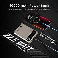 Portronics MagClick 10K – 15W Wireless 10000mAh Power Bank (Dark Grey) offers fast charging, sleek design, and portability. Ideal for on-the-go charging of smartphones and devices.