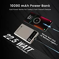 Portronics MagClick 10K – 15W Wireless 10000mAh Power Bank (Dark Grey) offers fast charging, sleek design, and portability. Ideal for on-the-go charging of smartphones and devices.