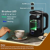 AGARO Galaxy Electric Kettle with Keep Warm Function, BPA Free PP Plastic & Glass body