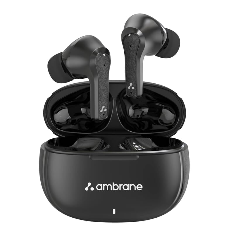 Ambrane TWS in Ear Earbuds with ENC Clear Calls & High Bass, 31h Playtime, BT 5.1 Wireless Headphone, Touch Control in Ear TWS with 4 Mic, IPX4 Water Resistance & Voice Assistance