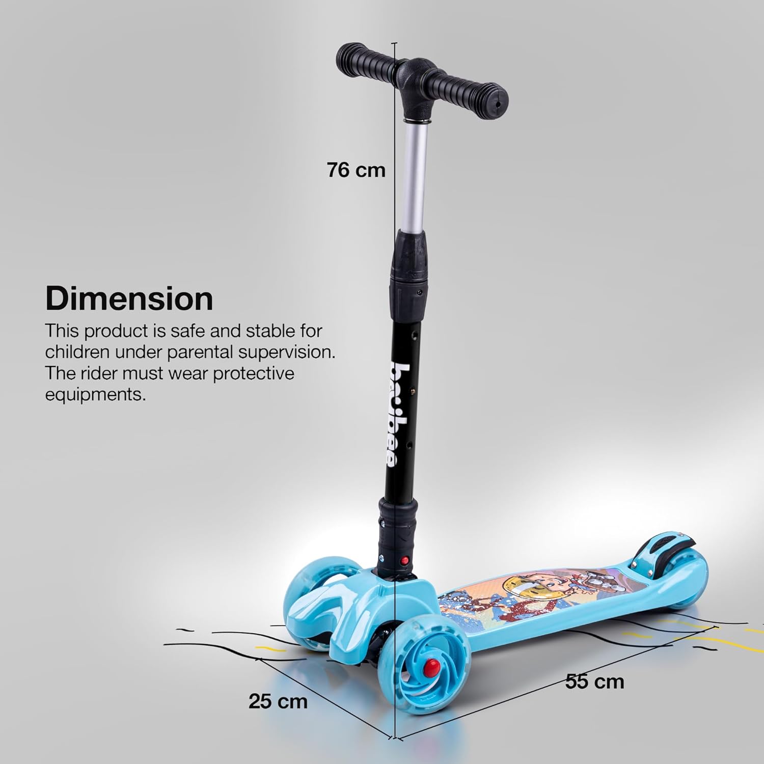 Baybee Flash Scooter for Kids with Foldable & Height Adjustable Handle- Blue Baybee Flash Scooter for Kids with Foldable & Height Adjustable Handle- Blue