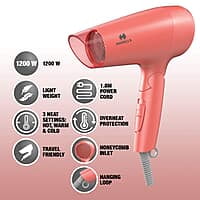 Havells HD2223 1200 Watts Foldable & Travel Friendly Hair Dryer, 3 Heat (Hot/Cool/Warm) Settings
