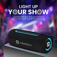 Portronics Resound 2 15W Bluetooth Speaker – BT 5.3, TWS, AUX, USB, RGB Light, Black 1 warranty