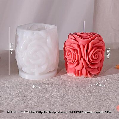 Silicon Mold Candle 3D Blooming  Rose