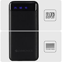ZEBRONICS MB10000S4 Power Bank, 10000 mAh, 12W, Dual USB Output, Type C & Micro USB Input, Built in Protections, Percentage LED Display, Included USB to Type C Cable