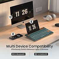 Portronics Bubble Dock 2.0 Bluetooth + Wireless Keyboard – Multimedia Keys | Green | 1 Year Warranty