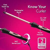 AGARO HC9007 Hair Curler With 7 MM Barrel, Rod, Tong, Chopstick Rectangular Hair Curler